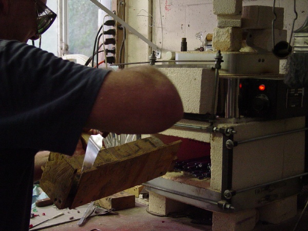furnace bead canes go into the kiln/annealer